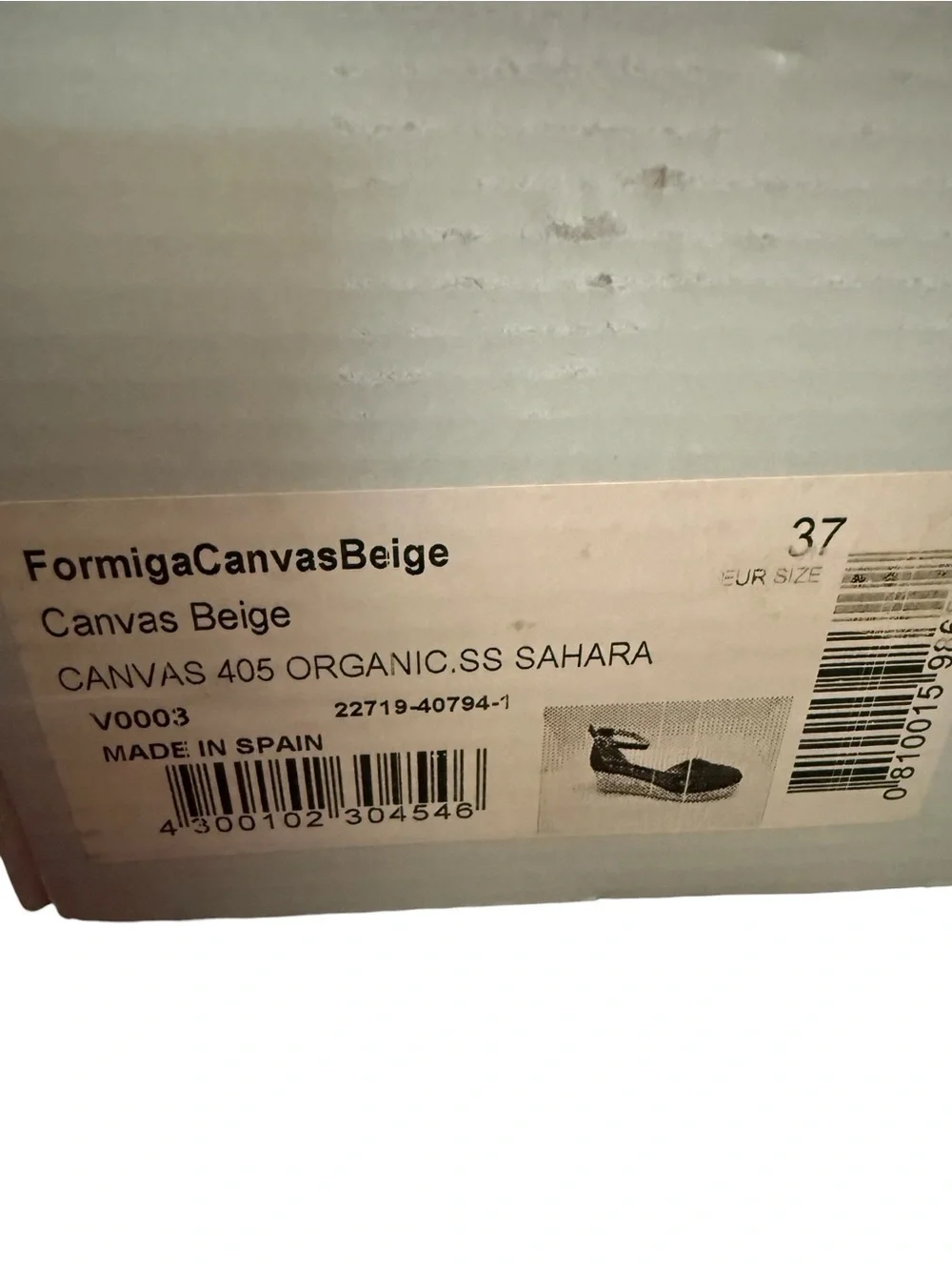 Viscata Formiga Organic Canvas Tan Espadrille Wedge Sandals 37 Made in Spain